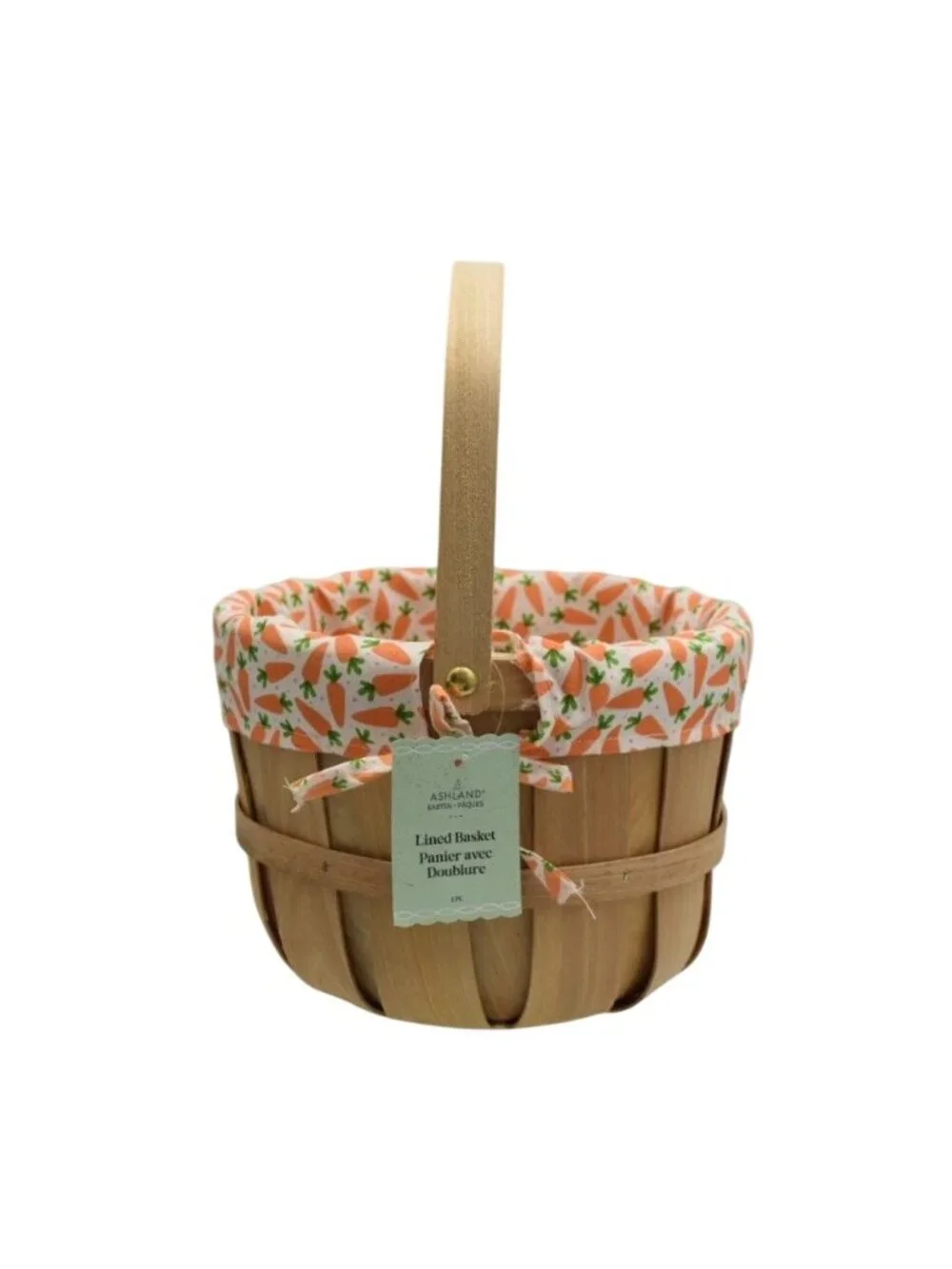 Ashland Wooden Basket Removable Carrot Fabric Liner Easter Egg Hunt Spring 9